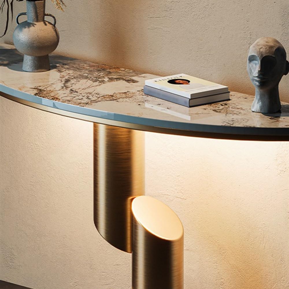 Narrow Faux Marble Console Table