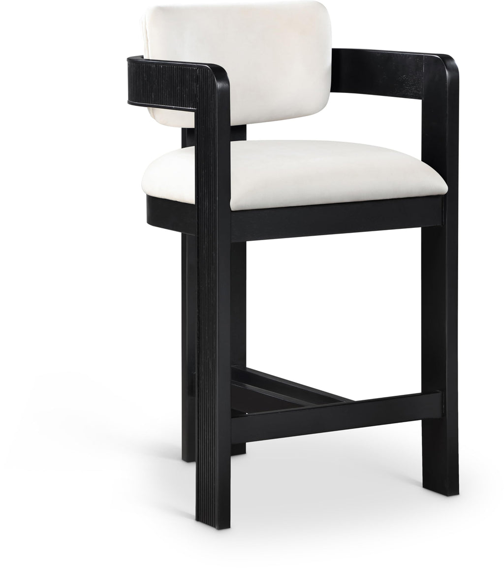 Meridian Furniture Sacha Velvet/Rubberwood Counter Stool