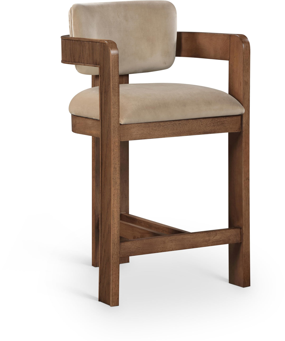 Meridian Furniture Sacha Velvet/Rubberwood Counter Stool