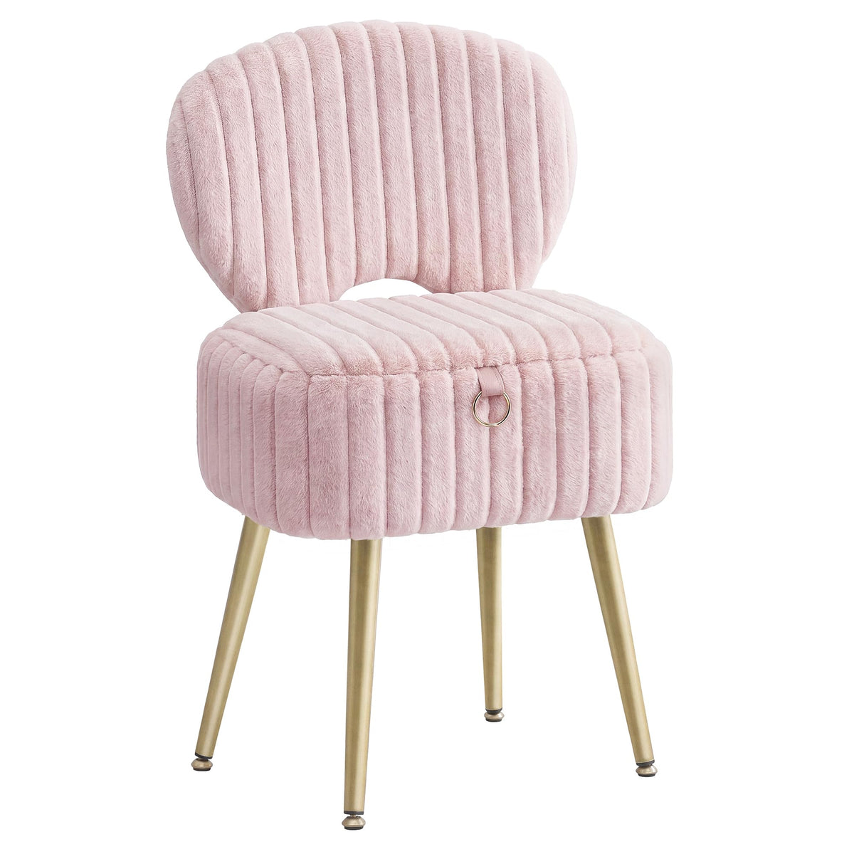 Faux Fur Storage Vanity Stool