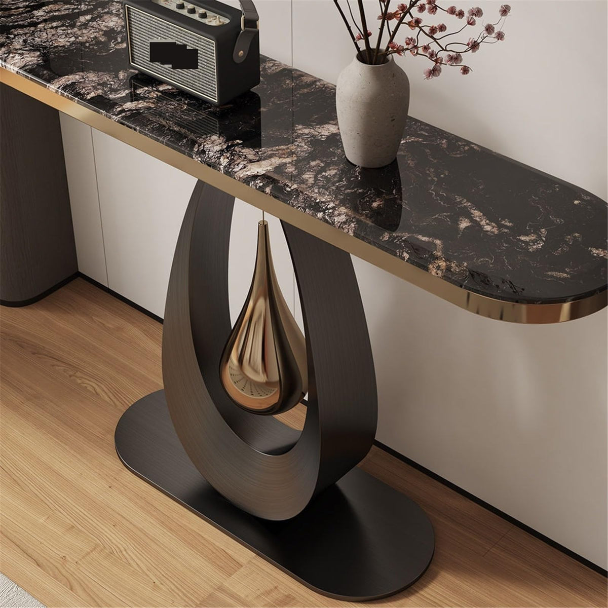 Narrow Marble Wall-Mounted Console Table