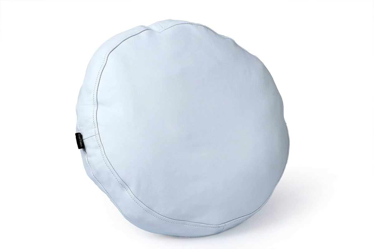 Round Lambskin Leather Pillow Cover