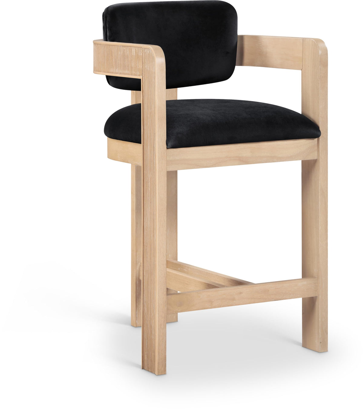 Meridian Furniture Sacha Velvet/Rubberwood Counter Stool