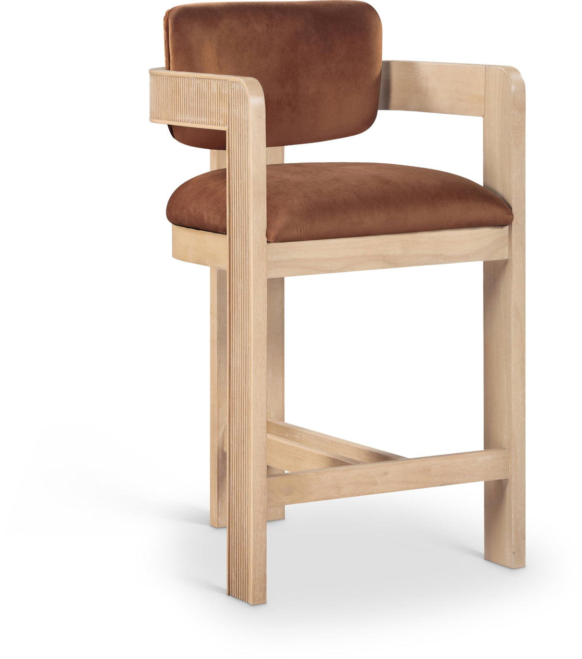 Meridian Furniture Sacha Velvet/Rubberwood Counter Stool