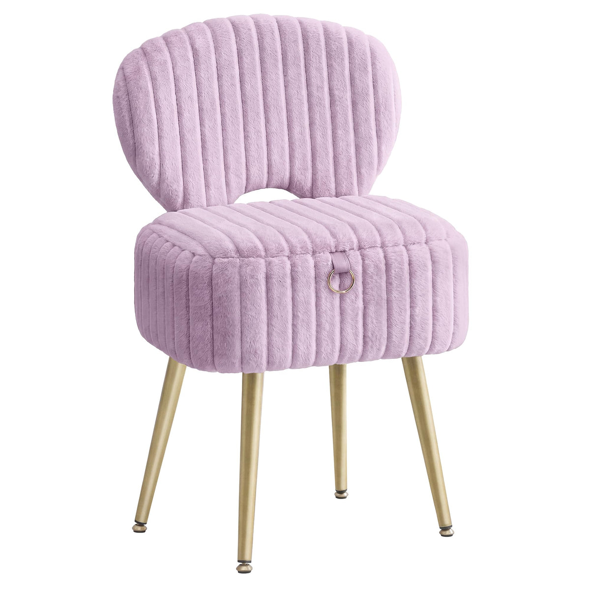 Faux Fur Storage Vanity Stool