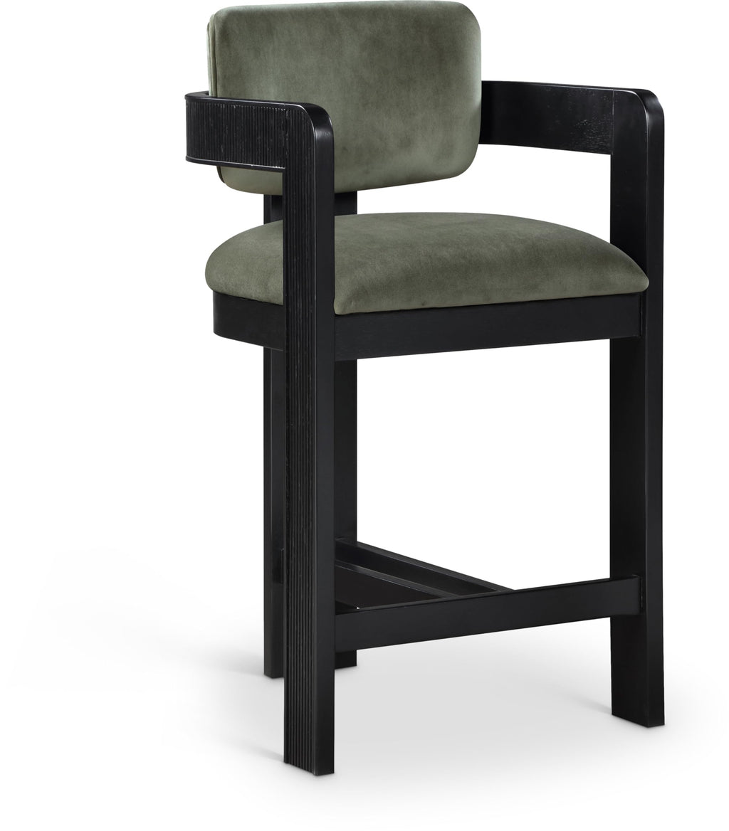Meridian Furniture Sacha Velvet/Rubberwood Counter Stool