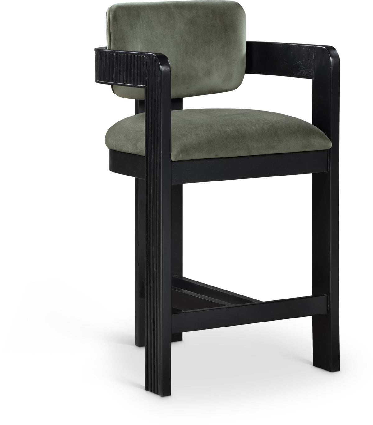 Meridian Furniture Sacha Velvet/Rubberwood Counter Stool