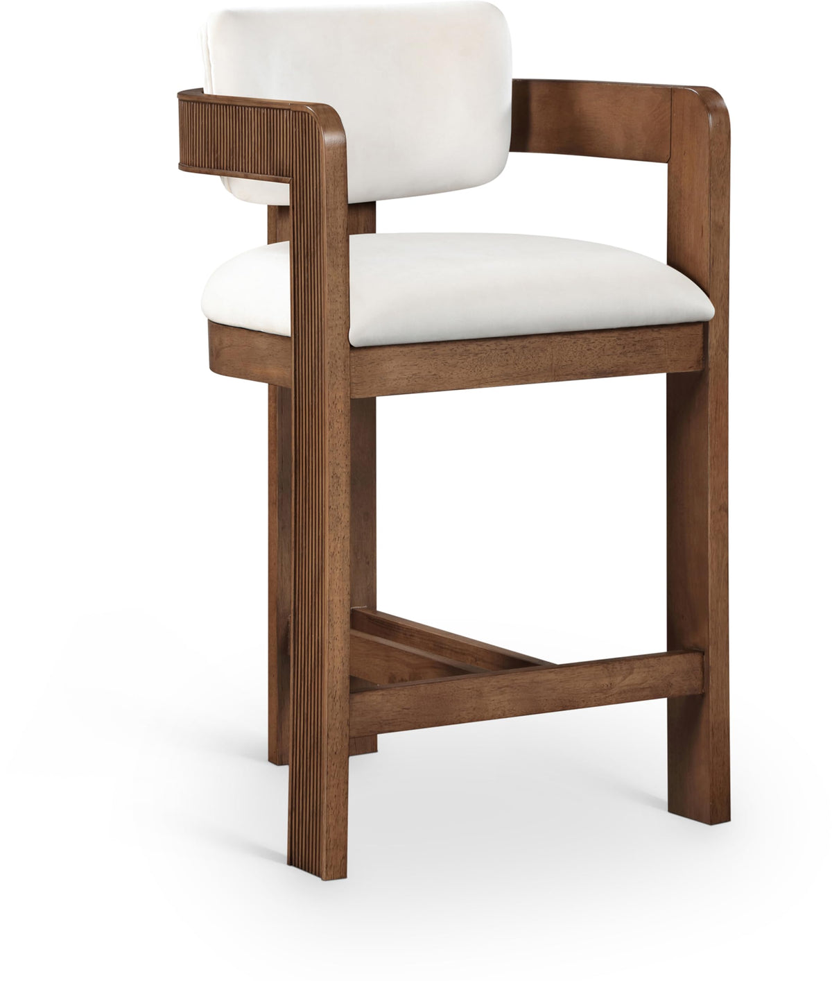 Meridian Furniture Sacha Velvet/Rubberwood Counter Stool