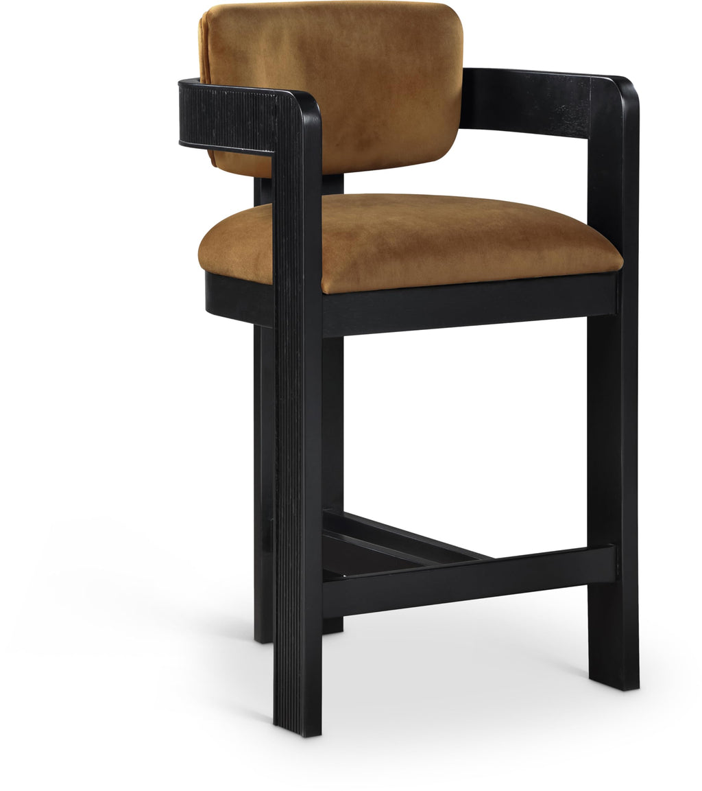 Meridian Furniture Sacha Velvet/Rubberwood Counter Stool