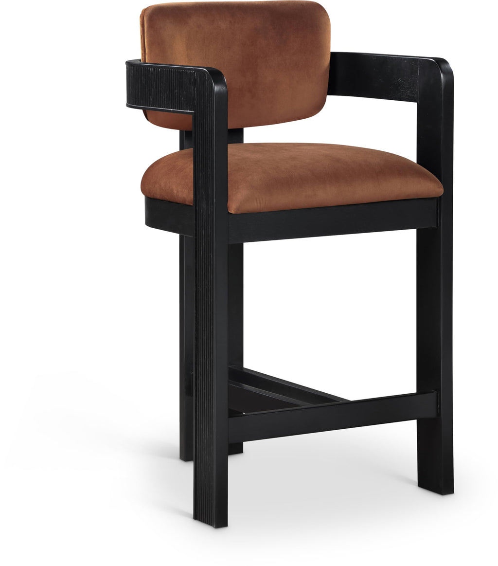 Meridian Furniture Sacha Velvet/Rubberwood Counter Stool
