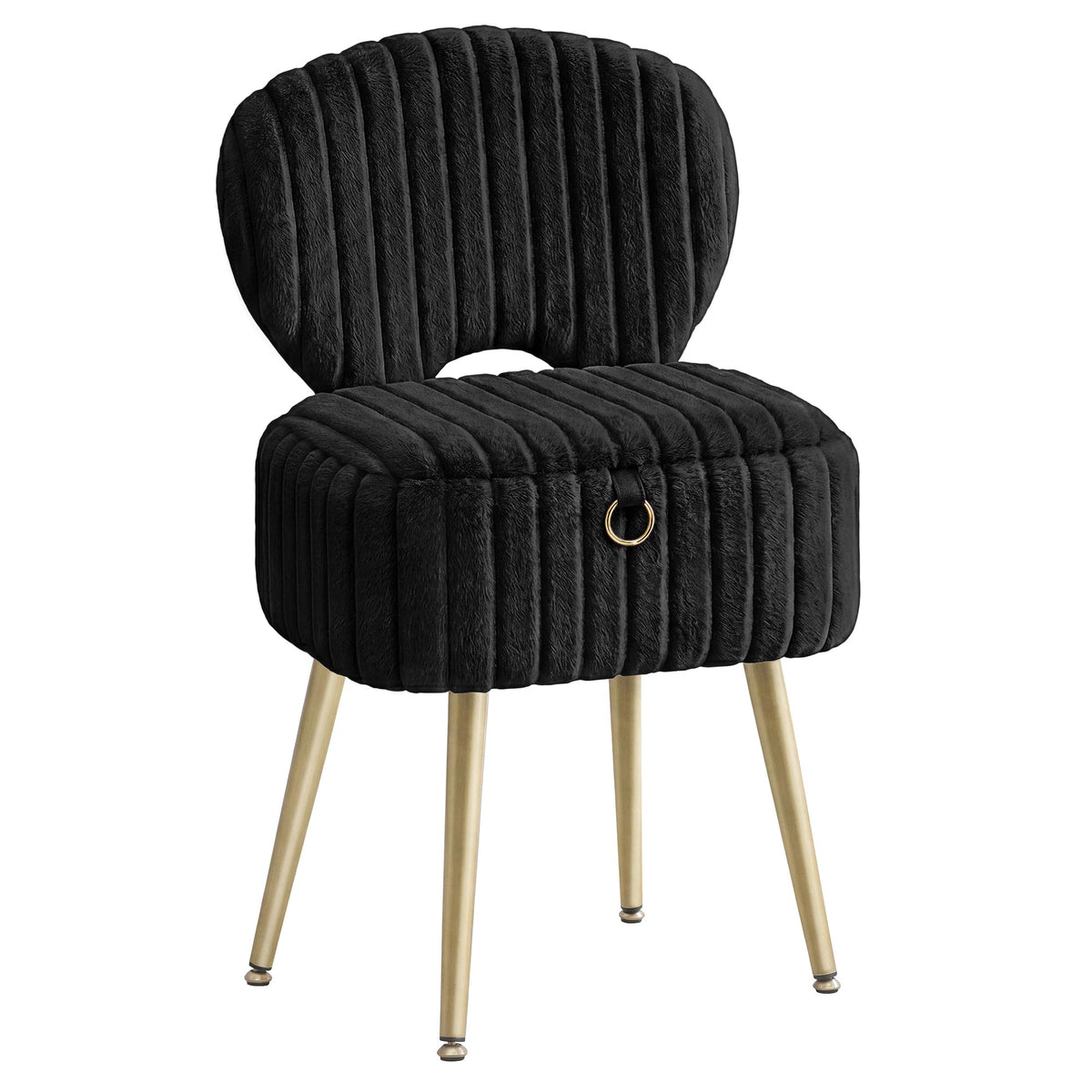 Faux Fur Storage Vanity Stool