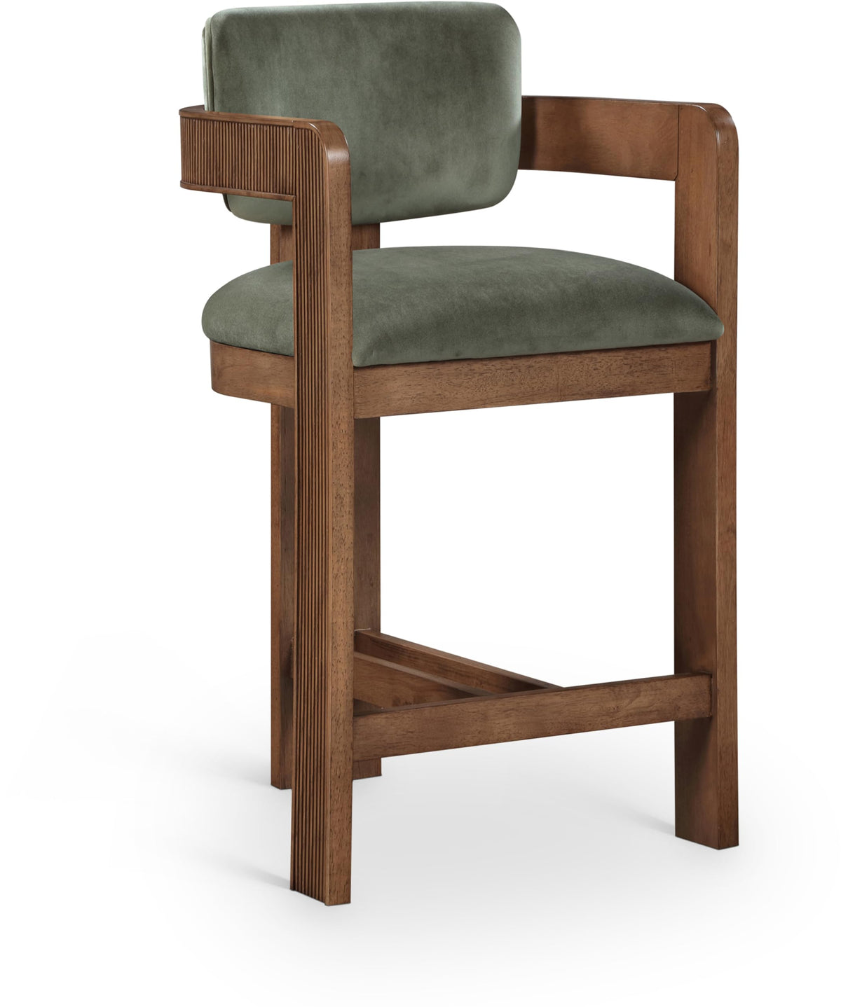 Meridian Furniture Sacha Velvet/Rubberwood Counter Stool