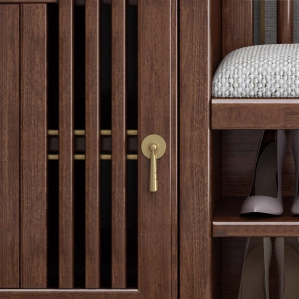 Solid Wood Entryway Shoe Bench with Coat Rack