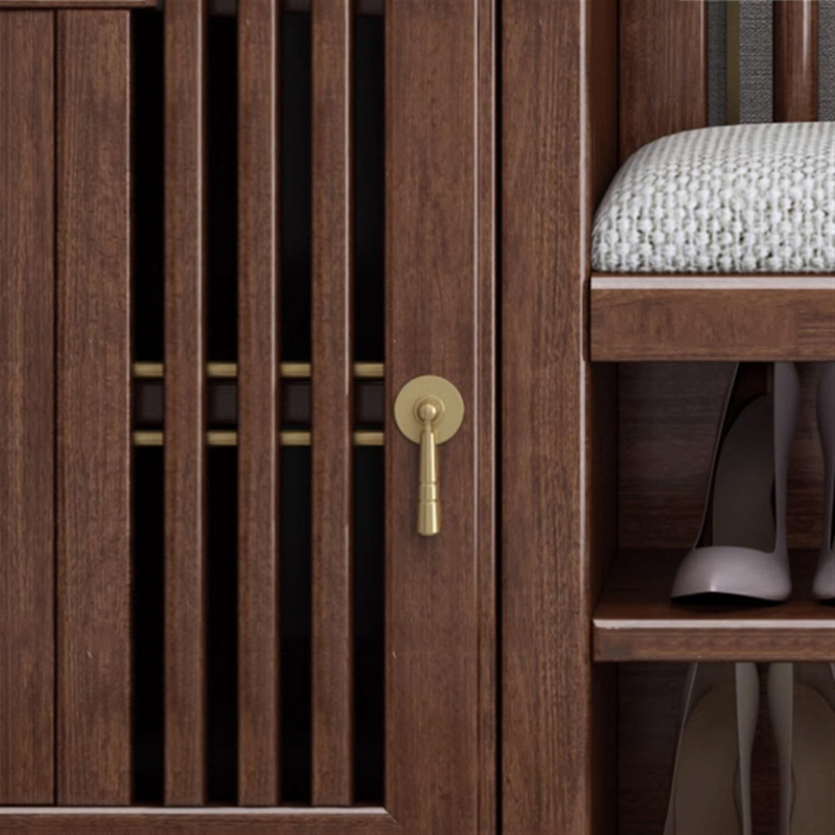 Solid Wood Entryway Shoe Bench with Coat Rack