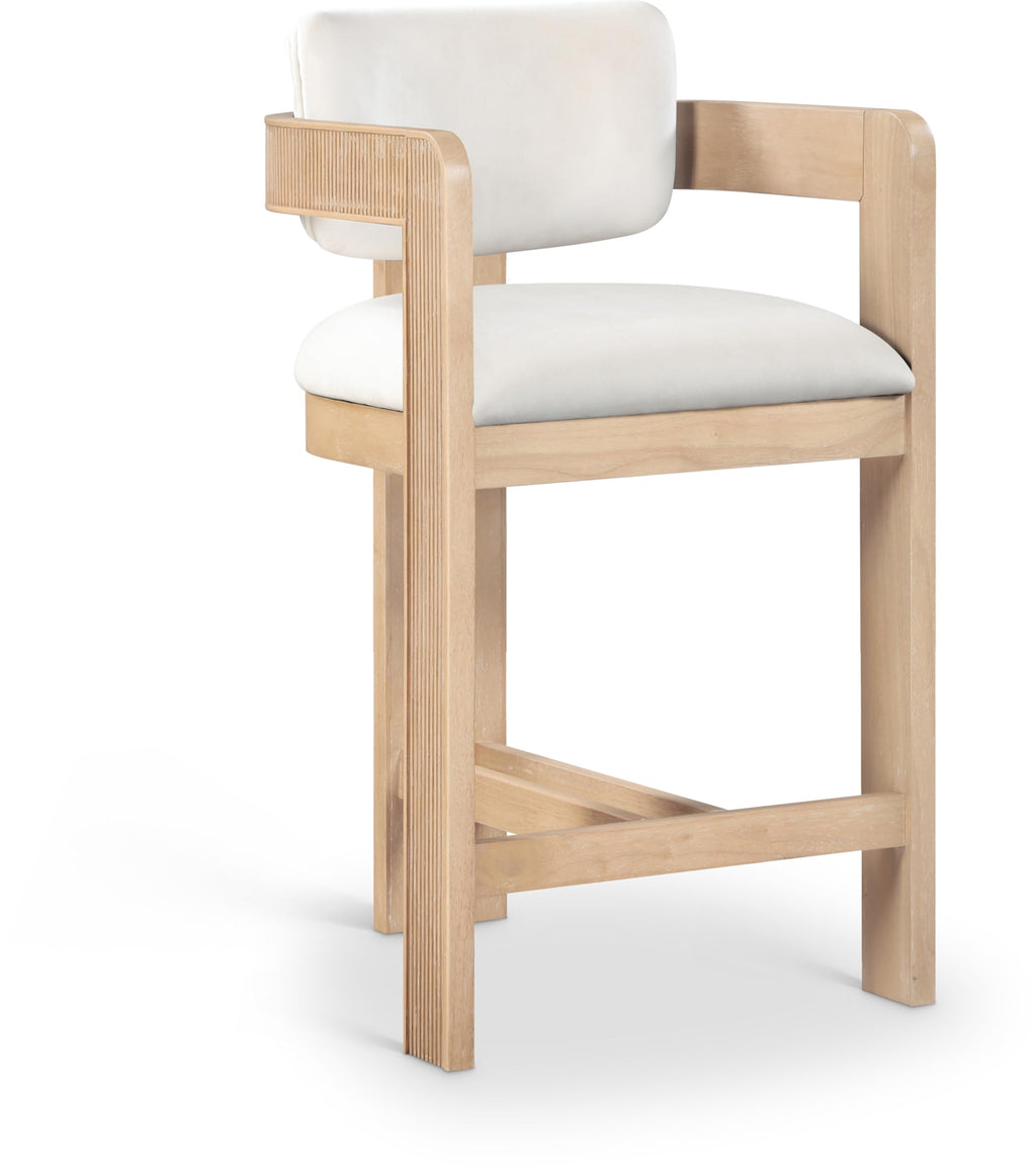 Meridian Furniture Sacha Velvet/Rubberwood Counter Stool