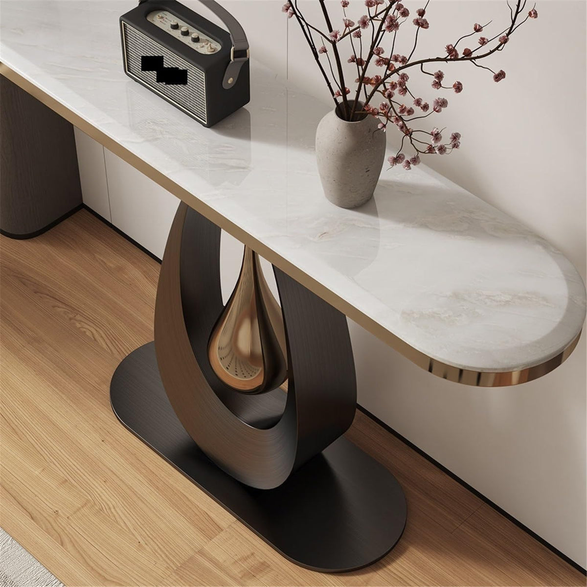 Narrow Marble Wall-Mounted Console Table