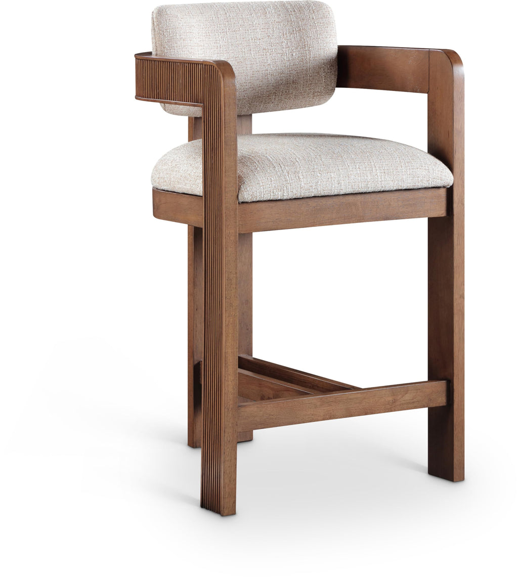 Meridian Furniture Sacha Velvet/Rubberwood Counter Stool