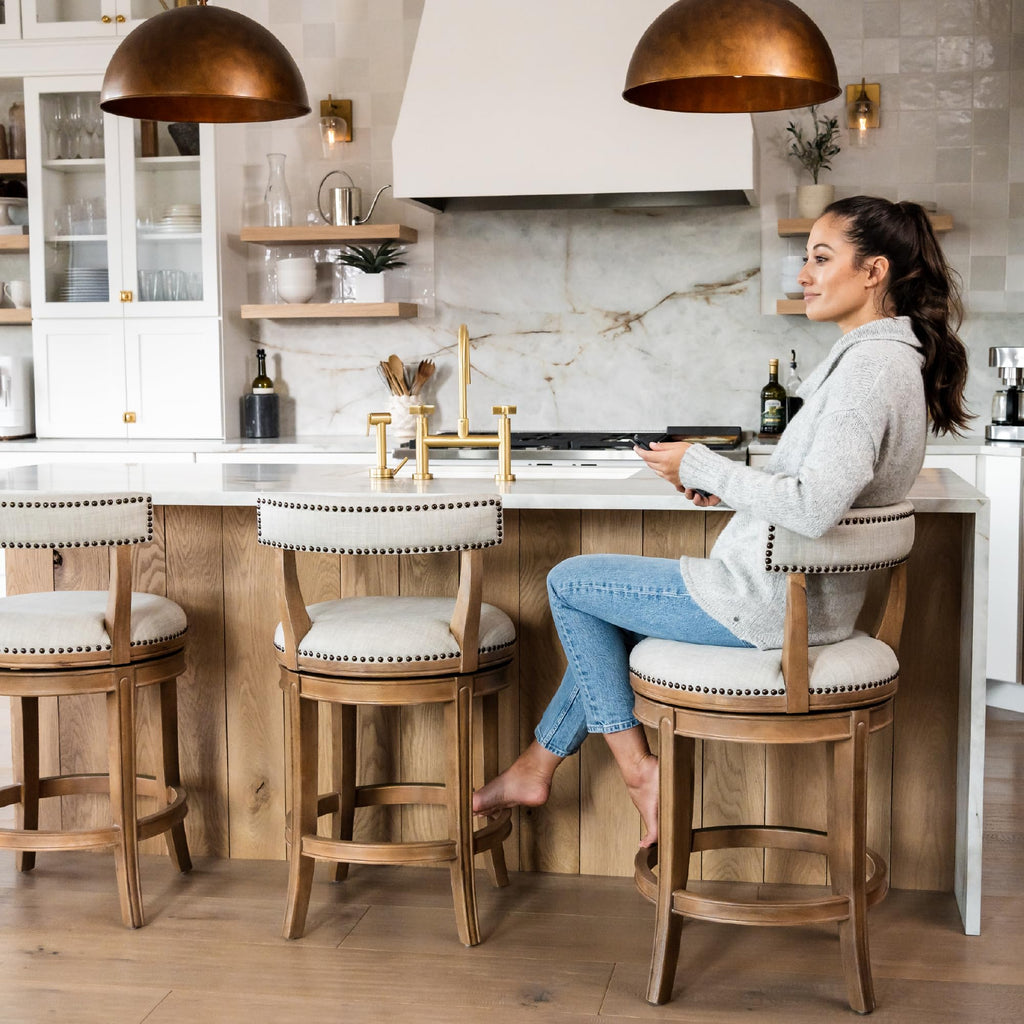 Maven Lane Alexander Counter Stool, Brown, 26"