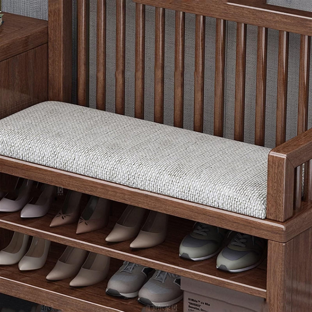 Solid Wood Entryway Shoe Bench with Coat Rack