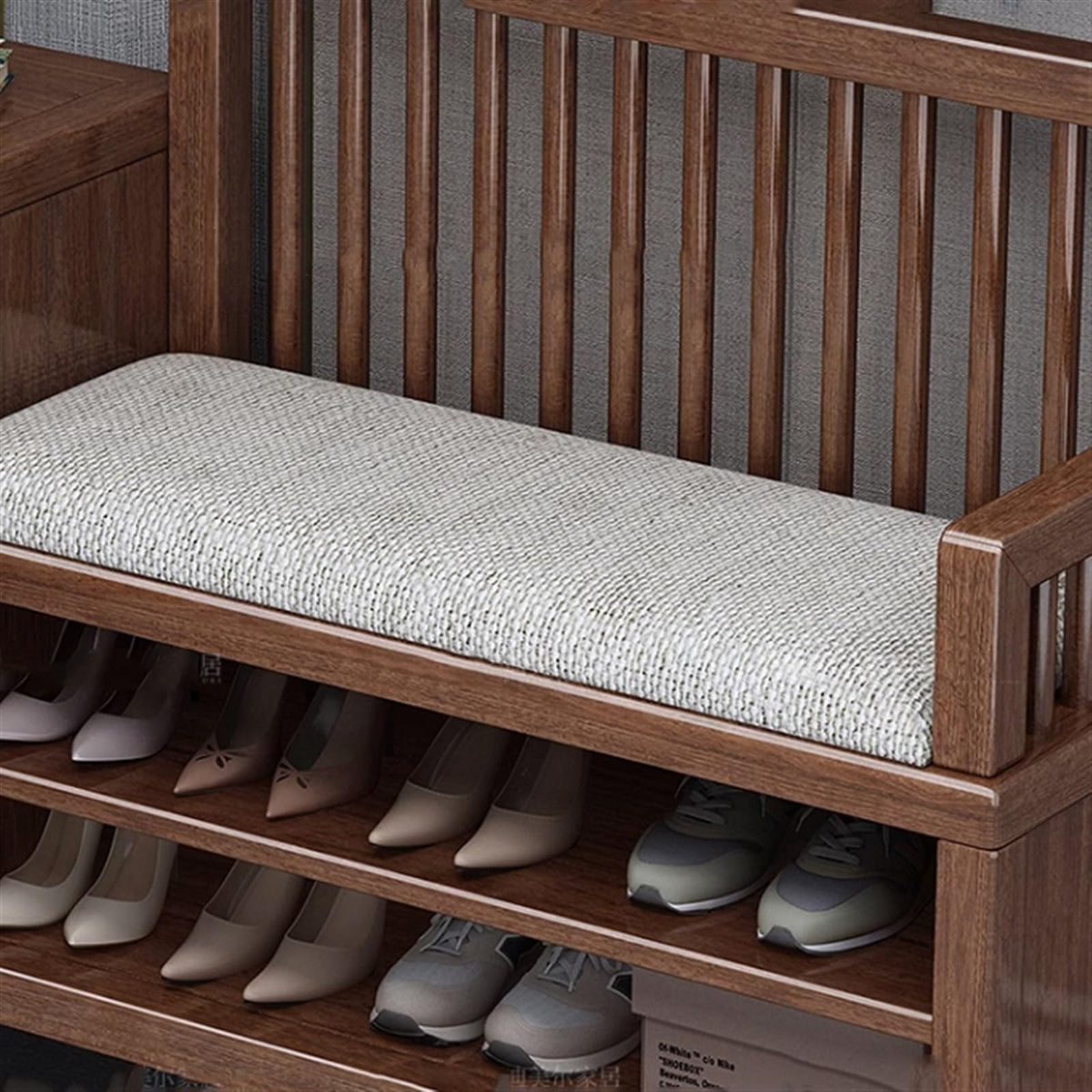 Solid Wood Entryway Shoe Bench with Coat Rack