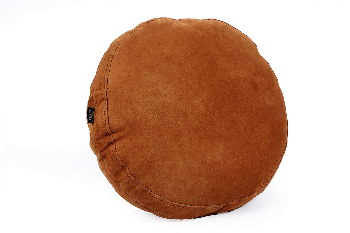 Round Lambskin Leather Pillow Cover