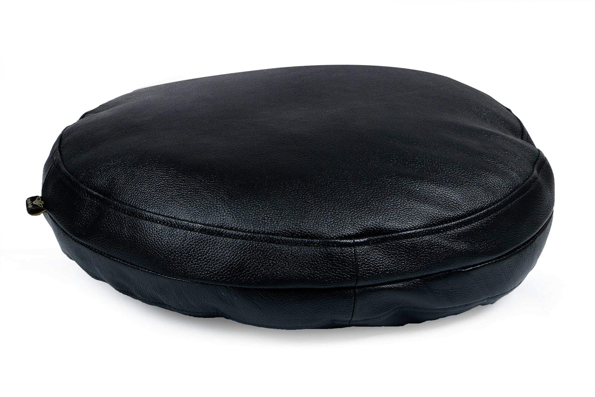 Round Lambskin Leather Pillow Cover