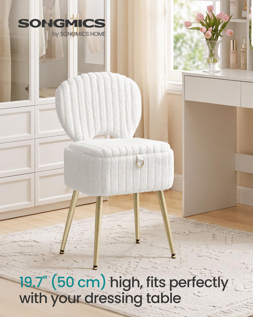 Faux Fur Storage Vanity Stool