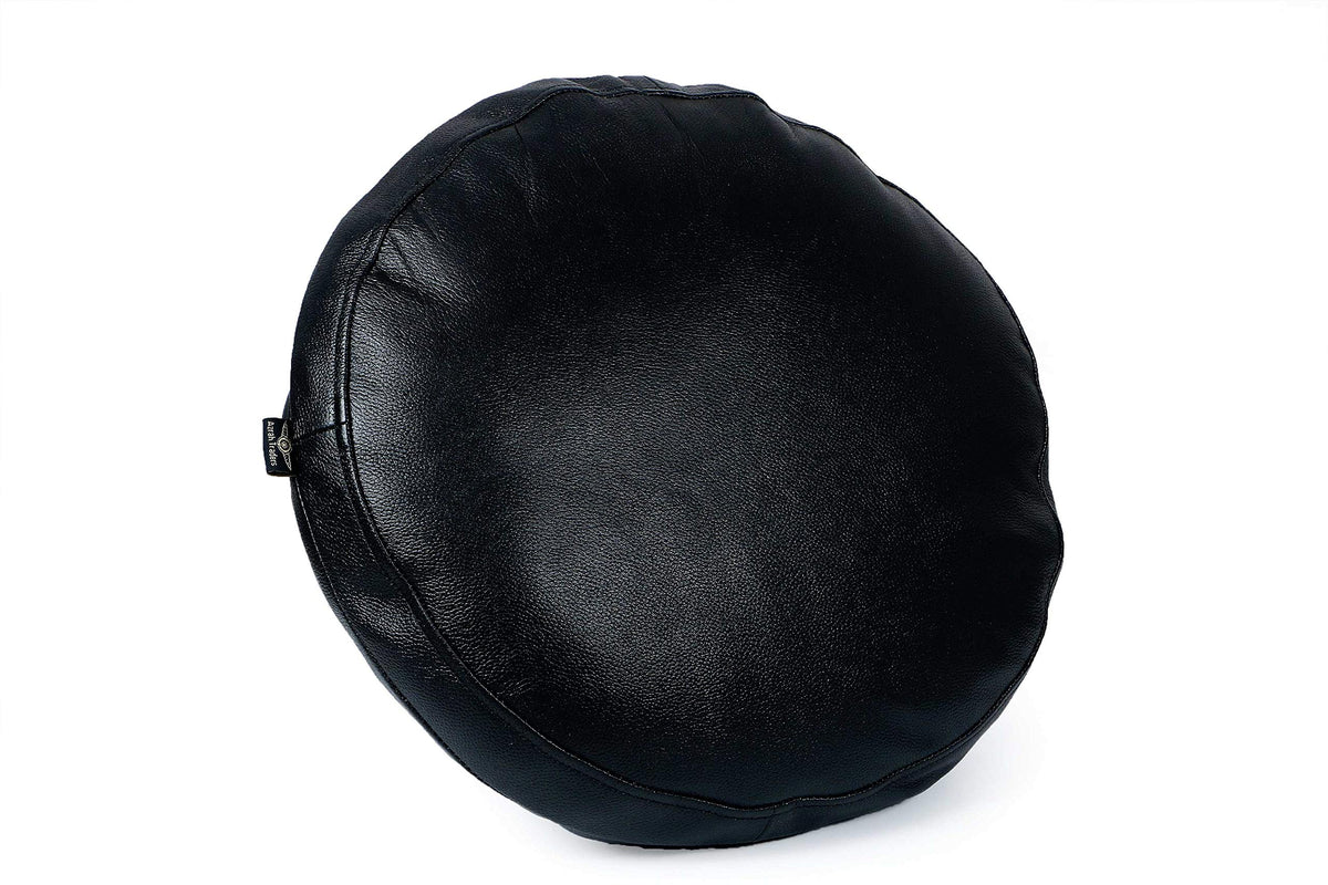 Round Lambskin Leather Pillow Cover